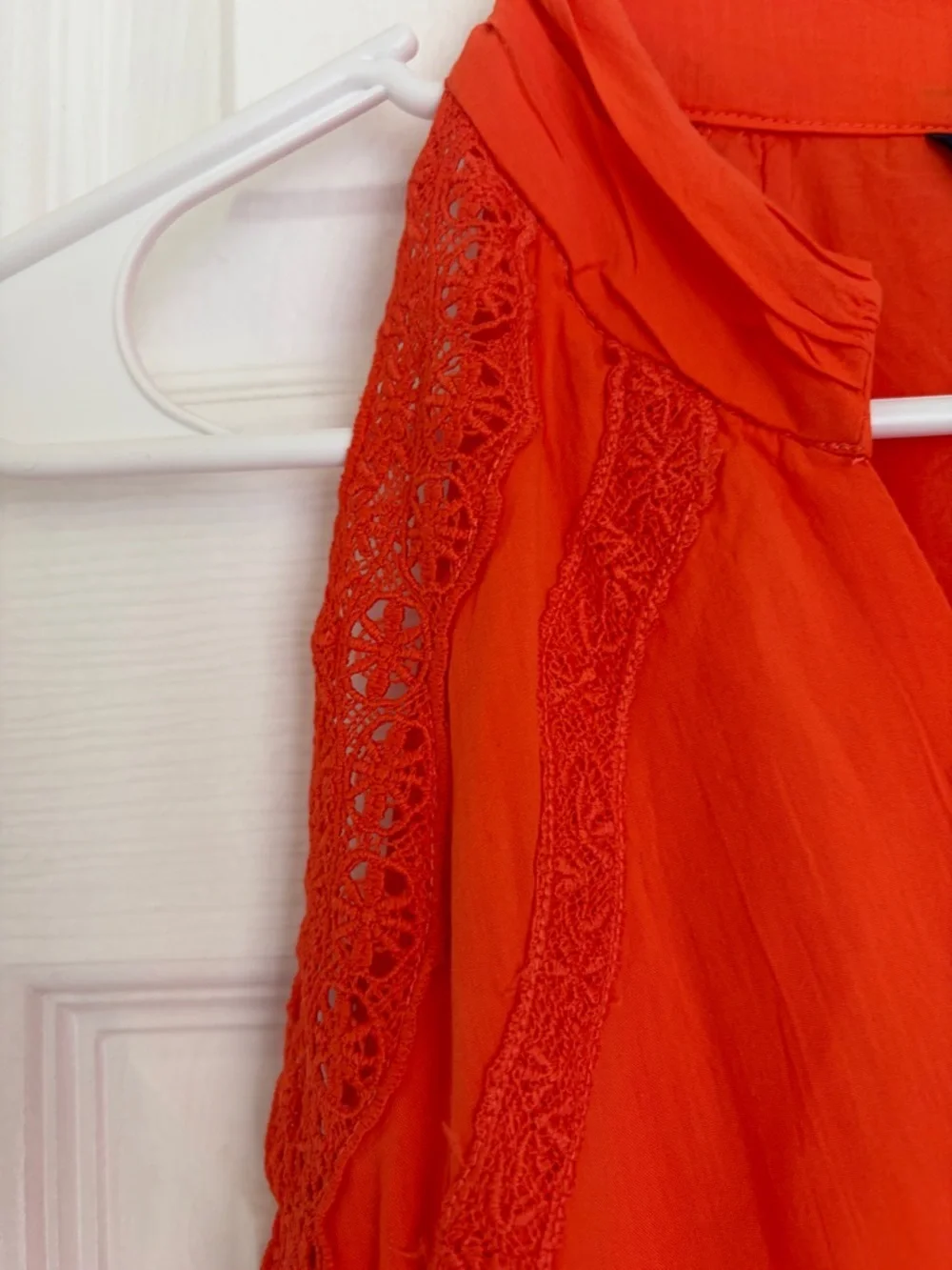 Land's End Orange Cotton Voile Halter Tiered Maxi Dress - Size M - Picture 7 of 12